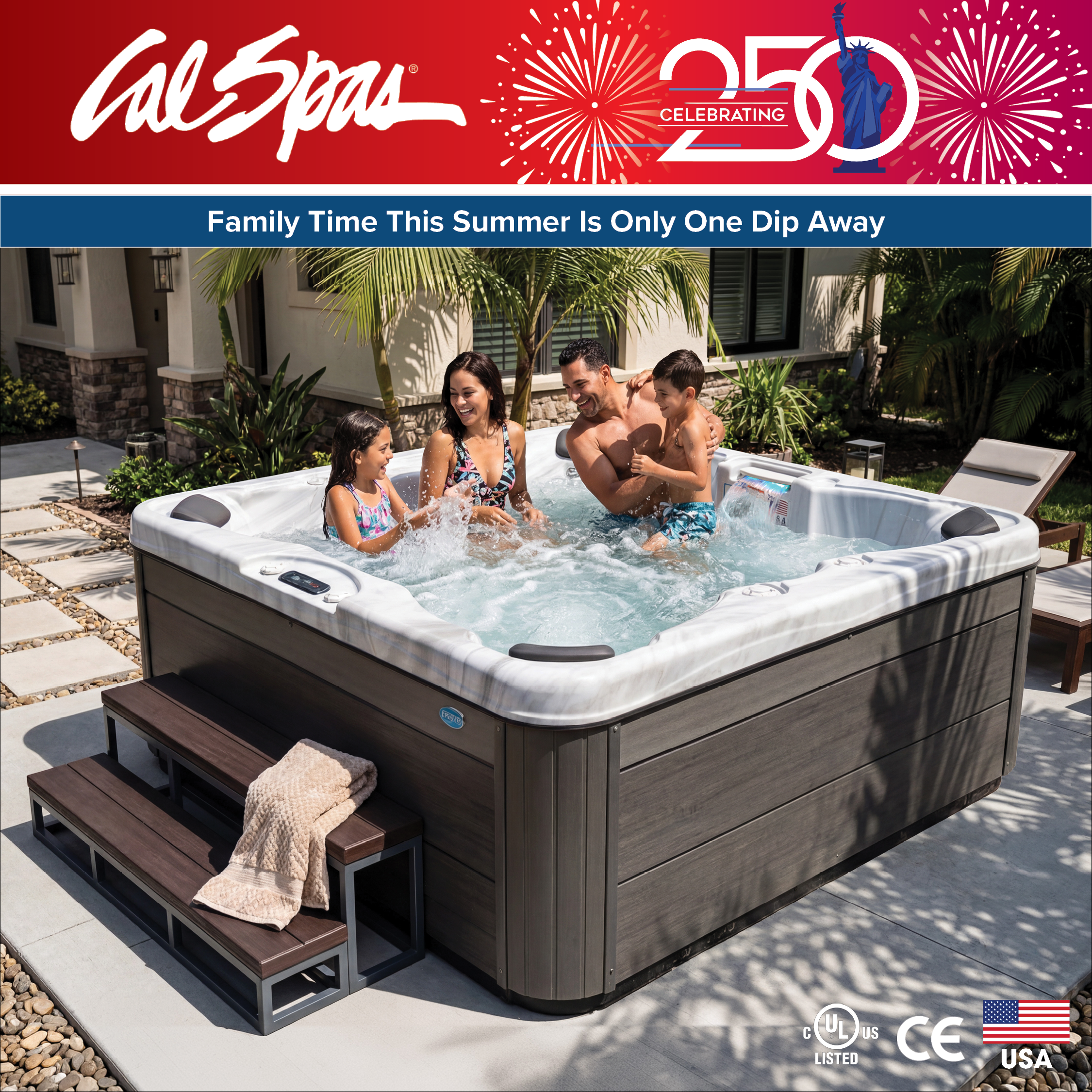 Calspas hot tub being used in a family setting - Corvallis